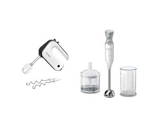 Bosch Batteur Styline MFQ4020 - Batteur à main polyvalent avec fouets et crochets pétrisseurs & Mixeur Plongeant ErgoMixx MSM66120 - Mélangeur ultra puissant
