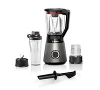 Bosch Blender VitaPower Série 4, MMB4197S, mixeur smoothies, 1200 W, 30 000 tr/min, lames en acier inoxydable, bol en verre ThermoSafe et couvercle de sécurité, 2 vitesses et fonction turbo, silver