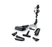 Bosch BSS711W Aspirateur Balai Sans Sac 0.3L 18V Batterie 40min Autonomie, Filtration, LED, Noir/Argent/Blanc, Brosse Motorisée et Accessoires