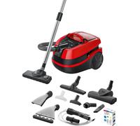 Bosch Aspirateur cylindrique Serie 4 BWD421PET – 2100W sec et humide, 5L, HEPA, 12m, noir/rouge