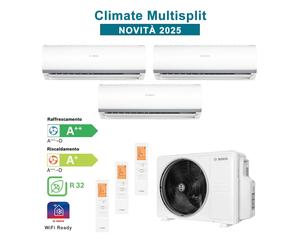 BOSCH CL5000M 82/4 E Climatiseur Trial Split CL2000 12 + 12 + 12 Btu 8,2 kW WiFi Ready Inverter R32 Blanc