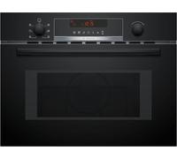 Bosch CMA583MB0 Série 4 - Four micro-ondes combiné, encastrable, Air pulsé | Noir, AutoPilot 15, Ecran LED, affichage rouge, Boutons push-pull, Cavité en inox