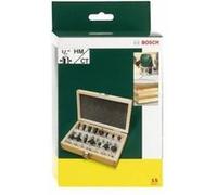 Bosch Accessories 15 pièces Ensemble de fraises au carbure (pour le bois, emmanchement Ø 1/4", accessoires défonceuse)