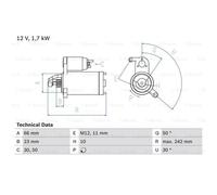 BOSCH Démarreur 1,7 kW Pour Audi A4 Avant 2.0 TDI 35 A6
