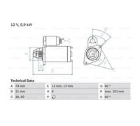 BOSCH Démarreur Starter 0.9kW Pour MINI Mini Cabriolet 0 986 018 840