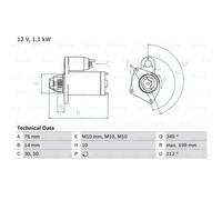 BOSCH Démarreur Starter 1,1 kW Pour Ford KA Fiesta V 0 986 020 900