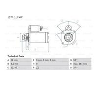 BOSCH Démarreur Starter 1.1kW Pour Alfa Romeo 147 0 986 017 770