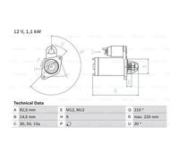 BOSCH Démarreur Starter 1.1kW Pour Audi A4 80 VW Passat Variant 0 986 016 330