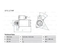 BOSCH Démarreur Starter 1.7kW Pour VW Transporter III Bus Kasten 0 986 013 350