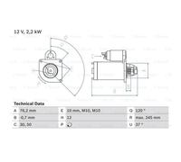 BOSCH Démarreur Starter 2.2kW Pour Volvo XC60 V60 0 986 025 370