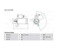BOSCH Démarreur Starter 2.5kW Pour Audi A4 Avant Q5 0 986 024 040
