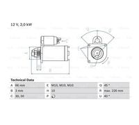 BOSCH Démarreur Starter 2kW Pour Suzuki Grand Vitara I 0 986 029 090