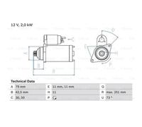 BOSCH Démarreur Starter 2kW Pour VW Passat Alltrack 0 986 025 350