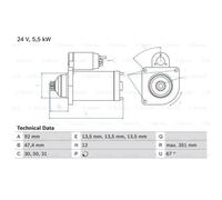 BOSCH Démarreur Starter 5,5kW 24V 0 986 025 450