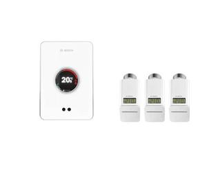 Bosch EasyControl set avec 1x Single thermostat d'ambiance intelligent et 3x Smart têtes thermostatiques de radiateur blanc 7736701393
