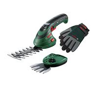 Bosch Ensemble de Coupe-Herbe à Batterie Isio (3,6 V, Longueur de Lame 12 cm, espacement des Lames 8 mm, avec Gants de Jardinage XL Inclus) - Édition Amazon