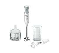 Bosch ErgoMixx MSM66150 Mélangeur Immersion 600W Argent/Blanc, 12 Vitesses, Turbo, Pied Inox, Hachoir, Fouet, Batteur, Lame Acier Inox