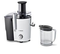Bosch Extracteur de jus VitaJuice 2 MES25A0, presse-agrumes électrique pour fruits et légumes, grand arbre de remplissage, va au lave-vaisselle, 700 W, blanc / anthracite
