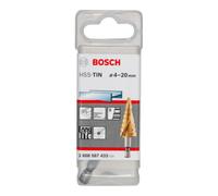 Bosch Fraise étagée HSS-TiN 4–20 mm, longueur 70,5 mm, queue 6 pans – 1 pièce