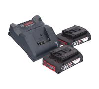 Bosch GAL 18V-20 Chargeur de batterie 10,8 - 18 V 2 Ah ( 2607226281 ) + 2x GBA 18 V 2,0 Ah batterie ( 2x 1600Z00036 )