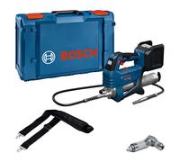 Bosch Professional 18V System pistolet de graissage sans-fil GFP 18V-10 (pression de fonctionnement max. de 10 000 psi, débit max. de 320 g/min, avec coupleur à 90°, bandoulière)