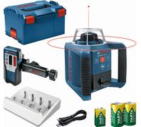 Bosch Professional Laser Rotatif GRL 300 HV (Laser Rouge, Cellule de Réception LR 1 avec support, Portée : jusqu'à 300 m (Diamètre), piles (2xD, 1x9V), Chargeur, dans L-Boxx)