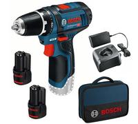 Bosch GSR 12V-15 Professional Perceuse-visseuse sans fil + chargeur, 2x 2.0AH batterie, sacoche & accessoires