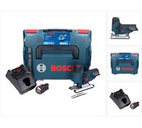 Bosch GST 12V-70 Professional Scie sauteuse sans fil avec boîtier L-Boxx + 1x Batterie GBA 12 V 3 Ah + Chargeur rapide GAL 1230 CV