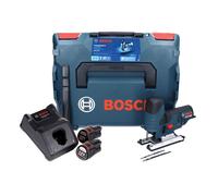 Bosch GST 12V-70 Professional Scie sauteuse sans fil avec boîtier L-Boxx + 2x Batteries GBA 12 V 3 Ah + Chargeur rapide GAL 1230 CV