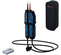 Bosch Professional Testeur de tension GVT 1000-15 (test de tension jusqu’à 1000 V AC/DC, retour LED, buzzer, alertes par vibration, lampe de poche intégrée, câble de 125 cm, 2x1,5 V LR03 (AA),housse)