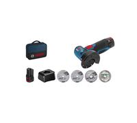 Bosch GWS 12V-76 Professional Meuleuse d'angle 76mm, 19500 tr/min, 12V Li-Ion 2Ah, Filetage M5, 86dB, avec 2 Batteries et Coffret