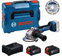 Bosch "Set d''outils meuleuse d''angle sans fil 18 volts avec 2 batteries 5,0 ampères-heures et disque de coupe 125 dans L-BOXX"