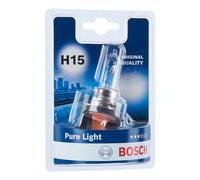 Bosch H15 Pure Light Ampoule de Phare Halogène, 12 V 15/55 W, Qualité d'Origine - Culot PGJ23t-1-1 Ampoule de Rechange