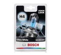 Bosch H4 Ampoule de Phare Halogène Ultra Blanc, 12V 60/55 W, Look LED Blanc Moderne - Culot P43t - 1 Ampoule de Remplacement pour Voiture