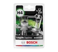 Bosch H4 Ampoules de Phare Halogène de Jour Longue Durée, 12 V 60/55 W, Longue Durée de Vie - Culot P43t - Pack de 2 Ampoules de Rechange pour Voiture