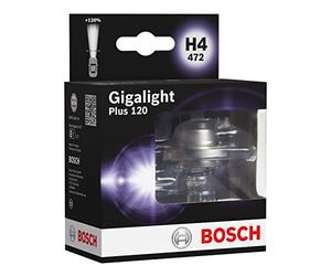 Bosch H4 Plus 120 Gigalight Ampoule de Phare Halogène, 12V 60/55 W, Faisceau Lumineux 120% plus Long - Culot P43t - Pack de 2 Ampoules de Rechange pour Voiture