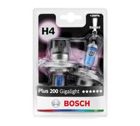 Bosch H4 Plus 200 Gigalight Ampoule de Phare Halogène, 12V 60/55 W, Faisceau Lumineux 200% plus Long - Culot P43t - Pack de 2 Ampoules de Rechange pour Voiture