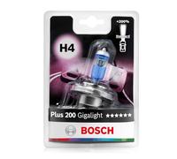 Bosch H4 Plus 200 Gigalight Ampoule de Phare Halogène, 12V 60/55 W, Faisceau Lumineux 200% plus Long - Culot P43t - 1 Ampoule de Rechange pour Voiture