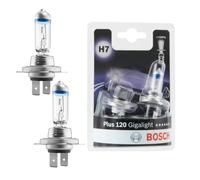 Bosch H7 Plus 120 Gigalight Ampoule de Phare Halogène, 12 V 55 W, Faisceau Lumineux 120% plus Long - Culot PX26d - Pack de 2 Ampoules de Rechange pour Voiture