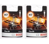 Bosch H7 Plus 50 Ampoule de Phare Halogène, 12 V 55 W, Faisceau Lumineux 50% plus Long - Culot PX26d - 1 Ampoule de Rechange (Lot de 2)