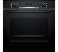 Bosch HBA514BB3, Série 4, Four encastrable 60 x 60 cm, commande par écran LED, aide au nettoyage hydrolytique, air chaud 3D pour une cuisson uniforme sur 3 niveaux, préchauffage rapide, noir