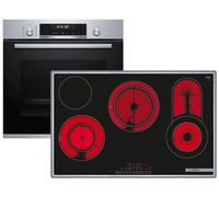 Bosch HBD672LS81 Four combiné (encastrable) / A / 59,4 cm/Acier inoxydable/Porte rabattable/Écran LCD/Pyrolyse auto-nettoyage/plaque de cuisson électrique (autonome) / DirectSelect/Cadre périphérique