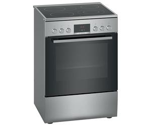 Bosch HKR39C250 Série 4 Cuisinière électrique 60 cm de large, EcoClean Direct, 3D air chaud cuisson à 3 niveaux, contrôle de l'écran LED, zone de cuisson extensible pour grande batterie de cuisine