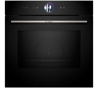 Bosch HMG776NB1 Série 8 Four encastrable intelligent avec fonction micro-ondes, 60 x 60 cm, noir, fabriqué en Allemagne, Pyrolyse, Air Fry, bague de commande numérique, écran tactile, programmes
