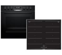 Bosch HND679LS62 Kit de cuisinière encastrable comprenant HEG578BB4 Cuisinière 60 x 60 cm, Air Fry, 3D Air Fry, Air Chaud 3D, Hydrolyse et Pyrolyse Auto-Nettoyage, & NXX675CB5E Plaque à Induction,