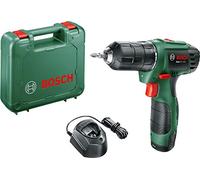 Bosch Home and Garden Coffret perceuse-visseuse à deux vitesses sans-fil Bosch - EasyDrill 1200 (Livrée avec une batterie 12V, un embout de vissage double), Noir/Vert