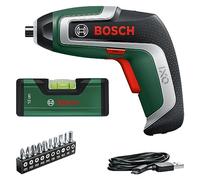Bosch Home and Garden Compact Visseuse sans Fil Ixo level Set (7E Génération, 3,6 V, 2,0 Ah avec Mini Niveau à Bulle et Câble Micro-Usb, Compatible avec Adaptateurs de L’Ixo, 190 Vis Par Charge)