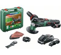 Bosch Home and Garden GREEN AdvancedMulti 18 - Multitool a Akku con Koffer (1 18V, chargeur, plateau de ponçage Delta, set de feuilles abrasives, 2x scie, poignée supplémentaire, V-System, 2,5 Ah)