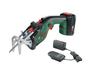 Bosch Home and Garden Scie de jardin sans fil Keo (1 batterie 2,0 Ah, système 18 Volts, diamètre de coupe 80 mm, avec lame de précision suisse bois incluse, dans un emballage carton)