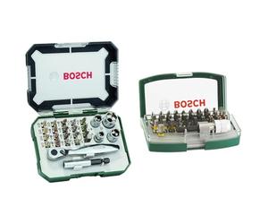 Bosch Jeu de 26 embouts de tournevis et cliquets & Boîtier d'embouts de vissage courts avec code couleur 31 pièces et 1 porte-embout 2607017063